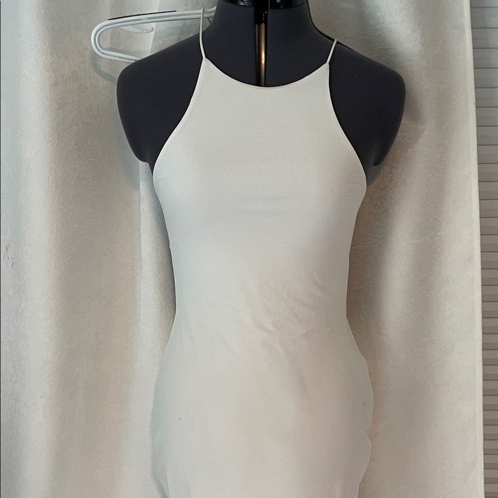 Open Back White Halter Dress